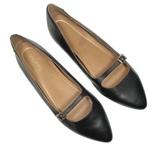 Vionic Delilah Leather Black Flats